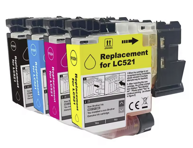 Brother LC-521 Compatible Ink Cartridges full Set of 4 (Black,Cyan,Magenta,Yellow)